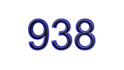 Fototapeta premium blue 938 number 3d effect white background