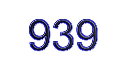 Fototapeta premium blue 939 number 3d effect white background