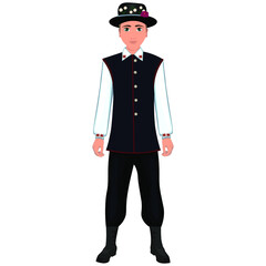 Men's folk national polish costume. Vector illustration