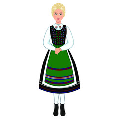 Woman in folk national polish costume. Vector illustration