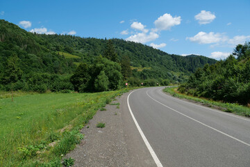 Fototapeta premium Road in beautiful Carpathian Mountains, Ukraine