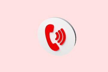 Phone icon for website mobile symbol. Service support hotline concept. 3d render illustration	