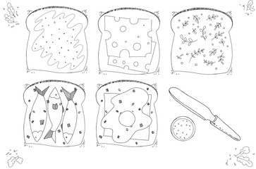 a sandwich, drawing on a white background, illustration graphics art