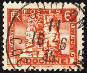 Postage stamps of the Indochina. Stamp printed in the Indochina. Stamp printed by Indochina.