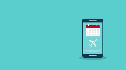 Flight delay info or travel agenda. Online reminder. Important airline airplane departure notification message on mobile phone.