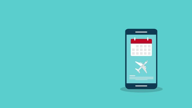 Flight delay info or travel agenda. Online reminder. Important airline airplane departure notification message on mobile phone.