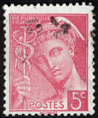 Postage stamps of the France. Stamp printed in the France. Stamp printed by France.