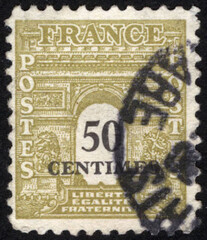 Obraz premium Postage stamps of the France. Stamp printed in the France. Stamp printed by France.