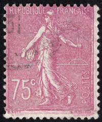 Postage stamps of the France. Stamp printed in the France. Stamp printed by France.