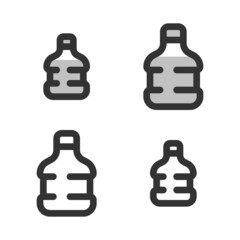 Pixel-perfect linear icon of big bottle of water built on two base grids of 32 x 32 and 24 x 24 pixels. The initial base line weight is 2 pixels. In two-color and one-color versions. Editable strokes