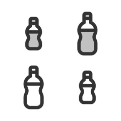 Pixel-perfect linear icon of a water bottle  built on two base grids of 32 x 32 and 24 x 24 pixels. The initial base line weight is 2 pixels. In two-color and one-color versions. Editable strokes
