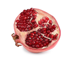 Half of ripe juicy pomegranate isolated on white