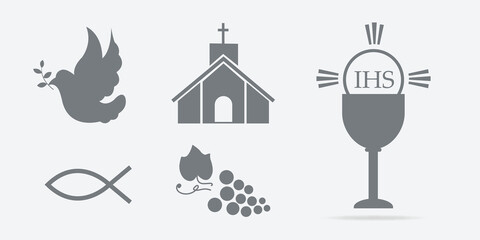 Religion icons set. Faith symbol in simple design. Vector icon