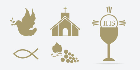 Religion icons set. Faith symbol in simple design. Vector icon - 471439441