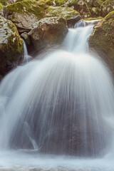 Fototapeta na wymiar 兵庫県・横行渓谷の自然にできた丸い滝