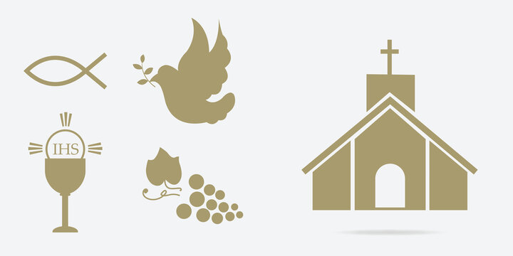 Religion icons set. Faith symbol in simple design. Vector icon