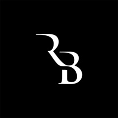 R and B Luxury logo on black background - obrazy, fototapety, plakaty