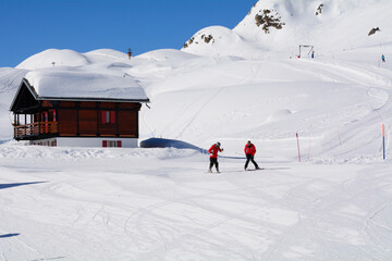 Fiescheralp - popular Swiss ski resort accessible by cable car from Fiesch, ski lesson, in...