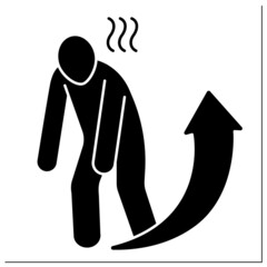 Anemia glyph icon. Disease symptoms.Extreme fatigue. Weakness. Little strength or energy. Health protection concept.Filled flat sign. Isolated silhouette vector illustration