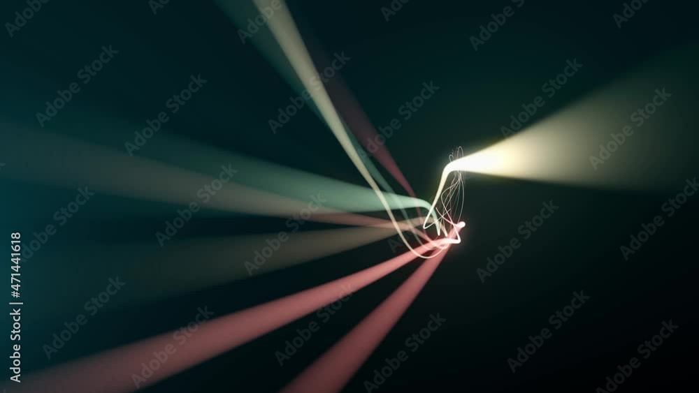 Poster abstract swirling light strings background with depth of field/ 4k animation of an abstract wallpape