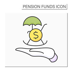 Private pension color icon. Personal insurance. Individuals contribute from earnings.Payments after retirements. Pension fund concept. Isolated vector illustration
