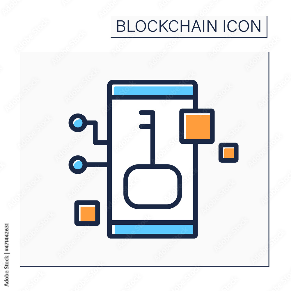 Aufkleber digital key color icon. cryptocurrency network access security. virtual cabinet. digital money, fina