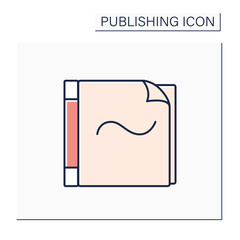 Paperback color icon. Book bound in stiff paper or flexible card.Publishing concept. Isolated vector illustration