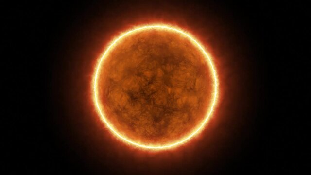 Realistic burning sun solar surface with flares in space. 3d render 