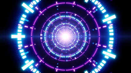 Glowing Circle Neon Light Lamp Tunnel