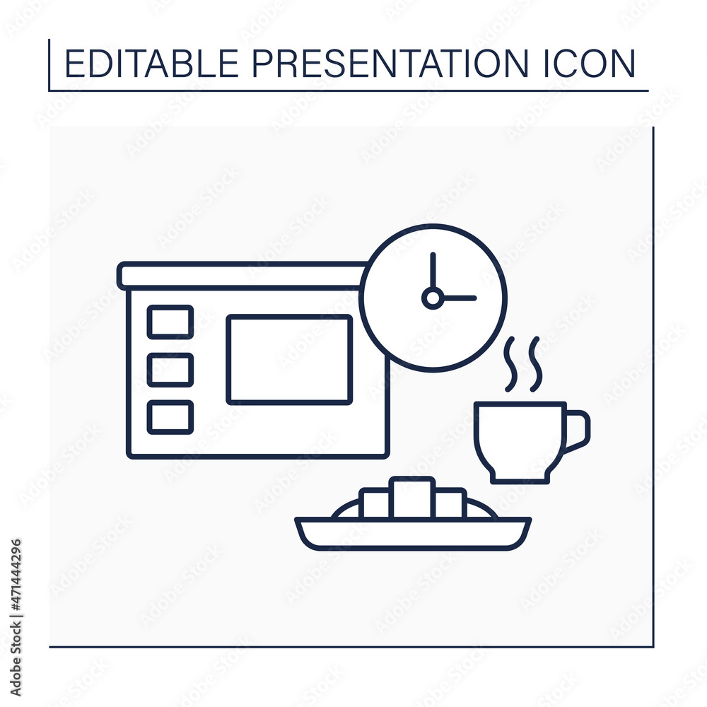 Poster break line icon. pause at work or at event. dinner and coffee break for workers. presentation concep