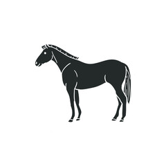 Horse Icon Silhouette Illustration. Farm Animal Vector Graphic Pictogram Symbol Clip Art. Doodle Sketch Black Sign.