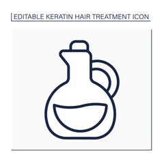 Cosmetic oil line icon. Oil for split ends and nourish healthy hair. Beauty procedure concept. Isolated vector illustration. Editable stroke