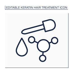 Keratin serum line icon. Hair treatment. Serum for brightening and shining. Professional hair care. Beauty procedure concept. Isolated vector illustration. Editable stroke - obrazy, fototapety, plakaty