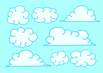 Clouds Set Line Art Style Cartoon and Games For Kids