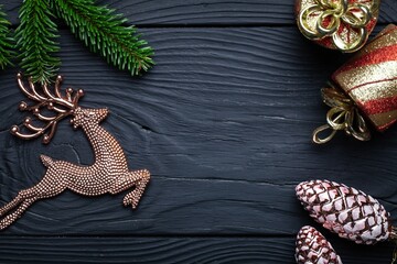 Christmas decoration  object on dark wooden background