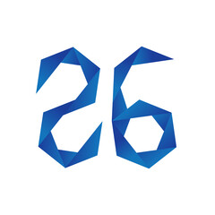 Number 26 logo with gemetric pattern