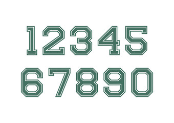 Set of numbers with green and white typography design elements