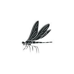 Dragon Fly Icon Silhouette Illustration. Insect Wildlife Vector Graphic Pictogram Symbol Clip Art. Doodle Sketch Black Sign.