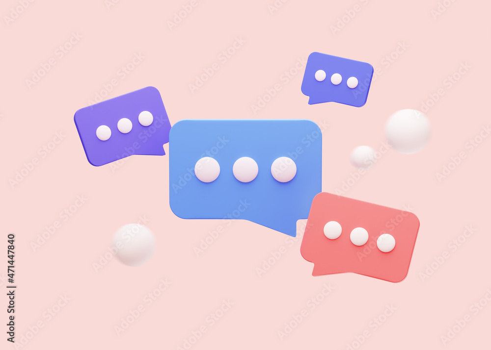 Aufkleber message speech bubble icon. social media notification. 3d rendering. social network symbol banner
