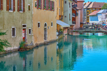 Fototapeta na wymiar View of the canals of the old city. Annecy , France. 
