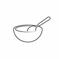 Fototapeta na wymiar Bowl of hot soup with spoon icon thin line for web and mobile