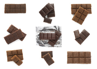 Set with hematogen bars on white background, top view