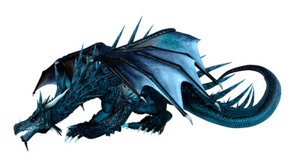 3D Rendering Fairy Tale Dragon on White