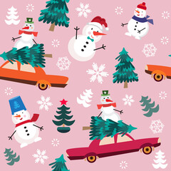 Snowman and car pattern 1