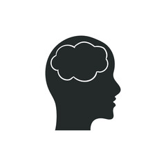 Mind Icon Silhouette Illustration. Brain Human Vector Graphic Pictogram Symbol Clip Art. Doodle Sketch Black Sign.