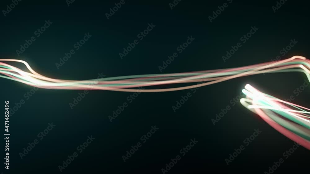 Poster abstract swirling light strings background with depth of field/ 4k animation of an abstract wallpape