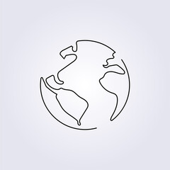 continuous line globe atlas flat symbol icon logo vector illustration template design