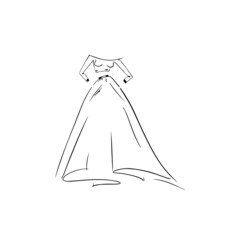Vector sketch. Long leg white wedding dress