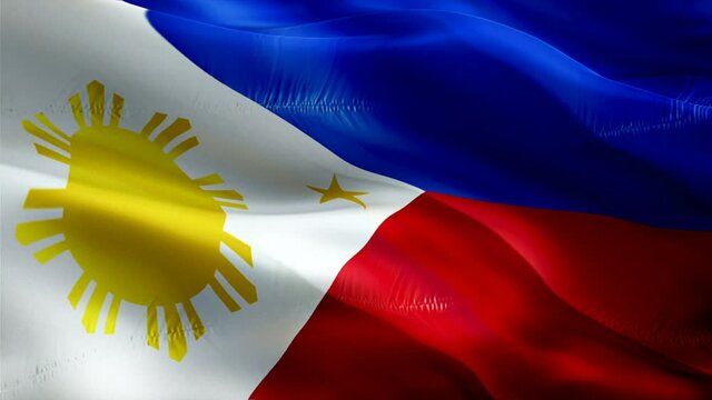 Filipino flag. 3d Philippines flag waving video. Sign of Philippines seamless loop animation. Filipino flag HD resolution Background. Philippines flag Closeup 1080p HD video for Independence Day,Victo