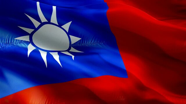 Taiwan flag. National 3d Taiwan flag waving. Sign of Taiwanese seamless loop animation. Taiwan flag HD Background. Taiwanese flag Closeup 1080p Full HD video for presentation for Victory day
